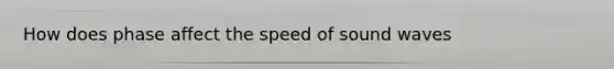 How does phase affect the speed of sound waves