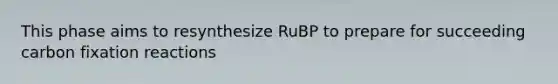 This phase aims to resynthesize RuBP to prepare for succeeding carbon fixation reactions