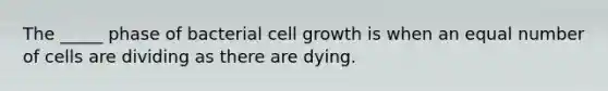 The _____ phase of bacterial cell growth is when an equal number of cells are dividing as there are dying.