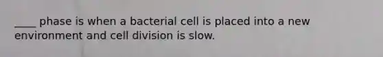 ____ phase is when a bacterial cell is placed into a new environment and cell division is slow.