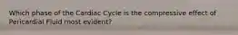 Which phase of the Cardiac Cycle is the compressive effect of Pericardial Fluid most evident?