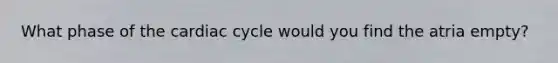 What phase of <a href='https://www.questionai.com/knowledge/k7EXTTtF9x-the-cardiac-cycle' class='anchor-knowledge'>the cardiac cycle</a> would you find the atria empty?