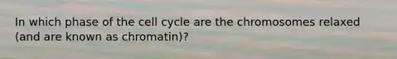 In which phase of the cell cycle are the chromosomes relaxed (and are known as chromatin)?