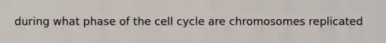 during what phase of the cell cycle are chromosomes replicated