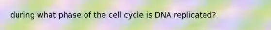 during what phase of the cell cycle is DNA replicated?