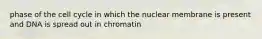 phase of the cell cycle in which the nuclear membrane is present and DNA is spread out in chromatin
