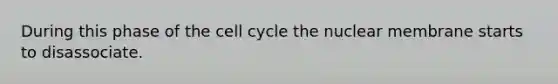 During this phase of the cell cycle the nuclear membrane starts to disassociate.