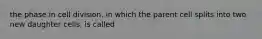 the phase in cell division, in which the parent cell splits into two new daughter cells, is called