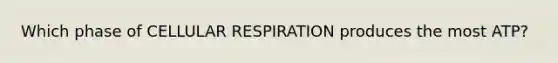 Which phase of CELLULAR RESPIRATION produces the most ATP?