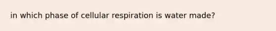 in which phase of cellular respiration is water made?