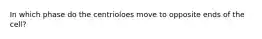 In which phase do the centrioloes move to opposite ends of the cell?