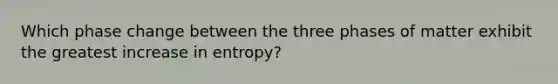 Which phase change between the three phases of matter exhibit the greatest increase in entropy?