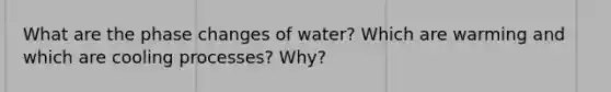 What are the phase changes of water? Which are warming and which are cooling processes? Why?