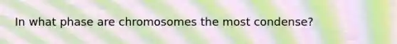 In what phase are chromosomes the most condense?