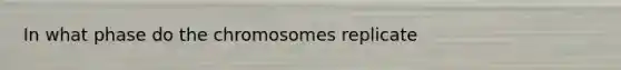 In what phase do the chromosomes replicate