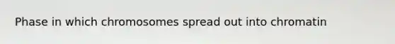 Phase in which chromosomes spread out into chromatin