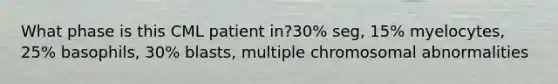 What phase is this CML patient in?30% seg, 15% myelocytes, 25% basophils, 30% blasts, multiple chromosomal abnormalities