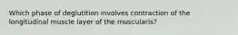 Which phase of deglutition involves contraction of the longitudinal muscle layer of the muscularis?