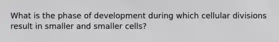 What is the phase of development during which cellular divisions result in smaller and smaller cells?