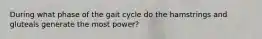During what phase of the gait cycle do the hamstrings and gluteals generate the most power?
