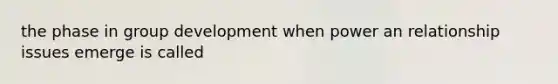 the phase in group development when power an relationship issues emerge is called