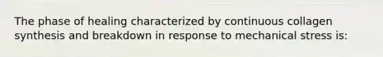 The phase of healing characterized by continuous collagen synthesis and breakdown in response to mechanical stress is: