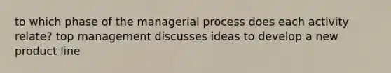 to which phase of the managerial process does each activity relate? top management discusses ideas to develop a new product line