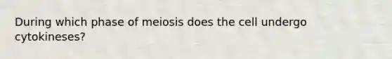 During which phase of meiosis does the cell undergo cytokineses?