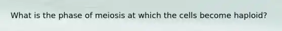 What is the phase of meiosis at which the cells become haploid?