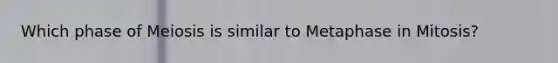 Which phase of Meiosis is similar to Metaphase in Mitosis?