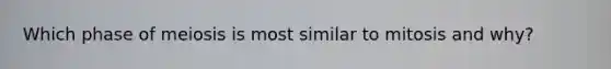 Which phase of meiosis is most similar to mitosis and why?