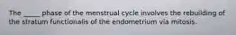 The _____ phase of the menstrual cycle involves the rebuilding of the stratum functionalis of the endometrium via mitosis.