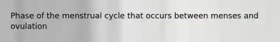 Phase of the menstrual cycle that occurs between menses and ovulation