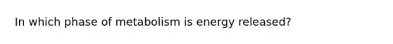 In which phase of metabolism is energy released?