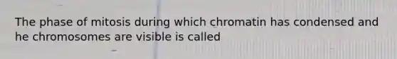 The phase of mitosis during which chromatin has condensed and he chromosomes are visible is called