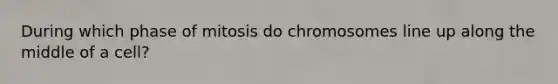 During which phase of mitosis do chromosomes line up along the middle of a cell?