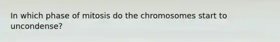 In which phase of mitosis do the chromosomes start to uncondense?