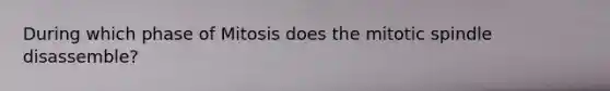 During which phase of Mitosis does the mitotic spindle disassemble?