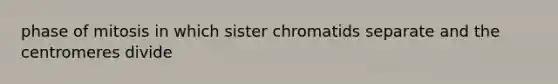 phase of mitosis in which sister chromatids separate and the centromeres divide