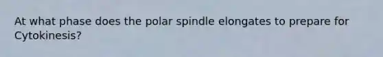 At what phase does the polar spindle elongates to prepare for Cytokinesis?