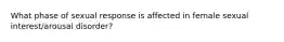 What phase of sexual response is affected in female sexual interest/arousal disorder?