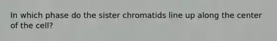 In which phase do the sister chromatids line up along the center of the cell?