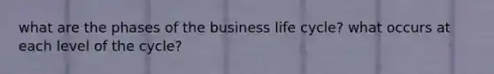 what are the phases of the business life cycle? what occurs at each level of the cycle?