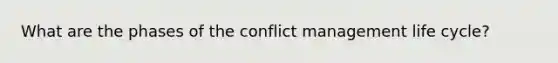 What are the phases of the conflict management life cycle?