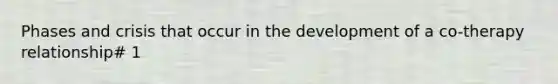 Phases and crisis that occur in the development of a co-therapy relationship# 1