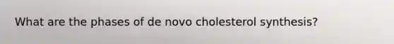 What are the phases of de novo cholesterol synthesis?