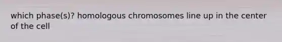 which phase(s)? homologous chromosomes line up in the center of the cell