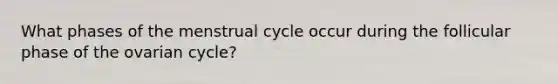 What phases of the <a href='https://www.questionai.com/knowledge/kJikTyGkTY-menstrual-cycle' class='anchor-knowledge'>menstrual cycle</a> occur during the follicular phase of the ovarian cycle?