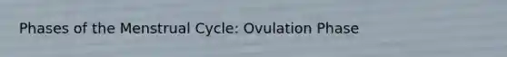 Phases of the Menstrual Cycle: Ovulation Phase