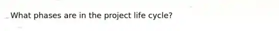 What phases are in the project life cycle?